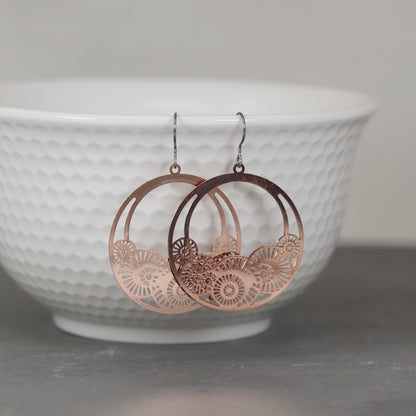 Laser Cut Out Circles Dangle Earrings - 4 Colors