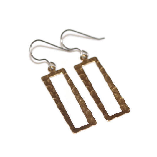 Embossed Open Rectangle Dangle Earrings