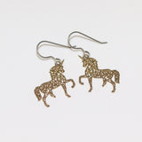 Invisible Clip On or Titanium or Plastic Hook Dangle Earrings, Metal Dainty Unicorn