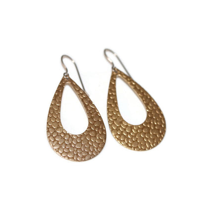 Embossed Open Teardrop Dangle Earrings
