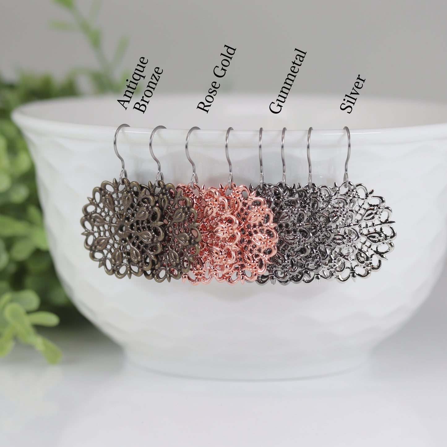 Circle Filigree Dangle Earrings - 4 Colors