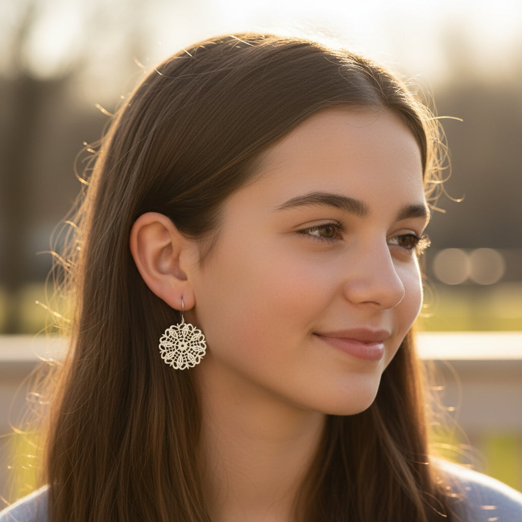 Circle Filigree Dangle Earrings - 4 Colors