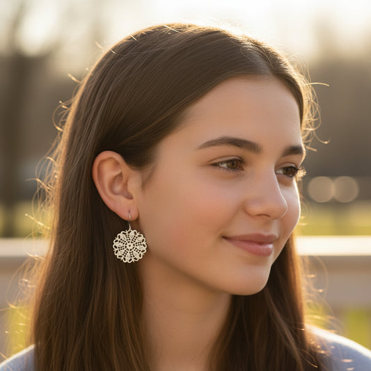 Boucles d'oreilles pendantes en filigrane circulaire - 4 couleurs
