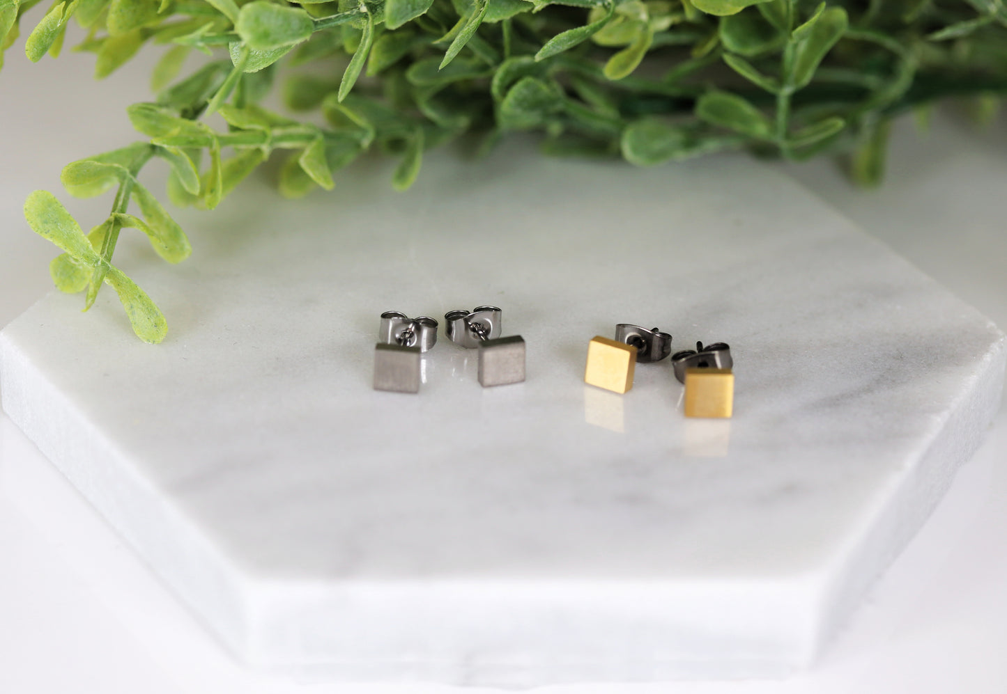 Titanium Square Stud Earrings