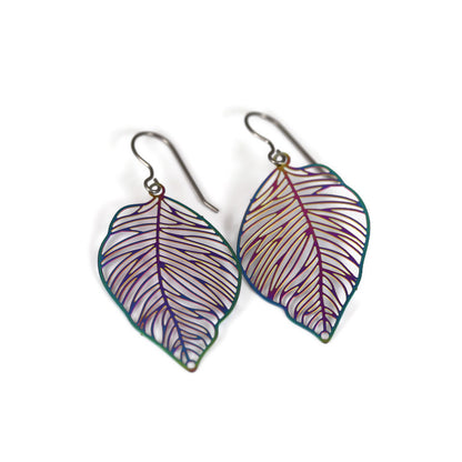 Rainbow Iridescent Metal Dangle Earrings