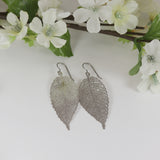 Invisible Clip On, Titanium Hook or Plastic Hook Dangle Earrings, Leaf, 65mm