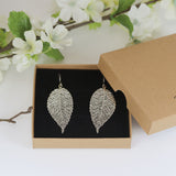 Invisible Clip On, Titanium Hook or Plastic Hook Dangle Earrings, Leaf, 65mm