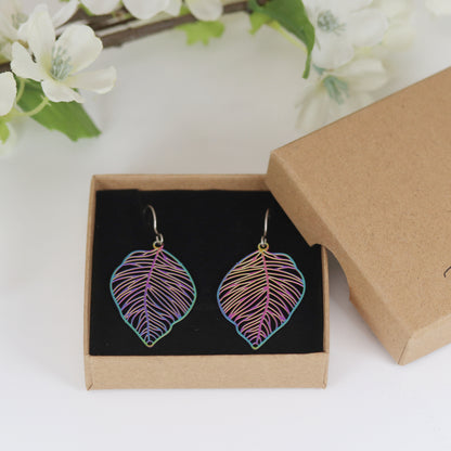 Rainbow Iridescent Metal Dangle Earrings