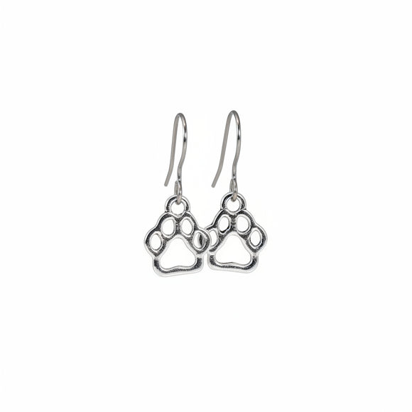 Boucles d'oreilles pendantes à empreintes de pattes, 11 mm