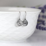 Swirl Dangle Earrings Open Long Oval Invisible Clip On, Titanium or Plastic Hook