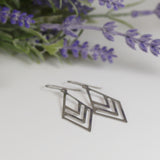 Dangle Earrings Stainless Steel Rhombus Invisible Clip On or Plastic Hook