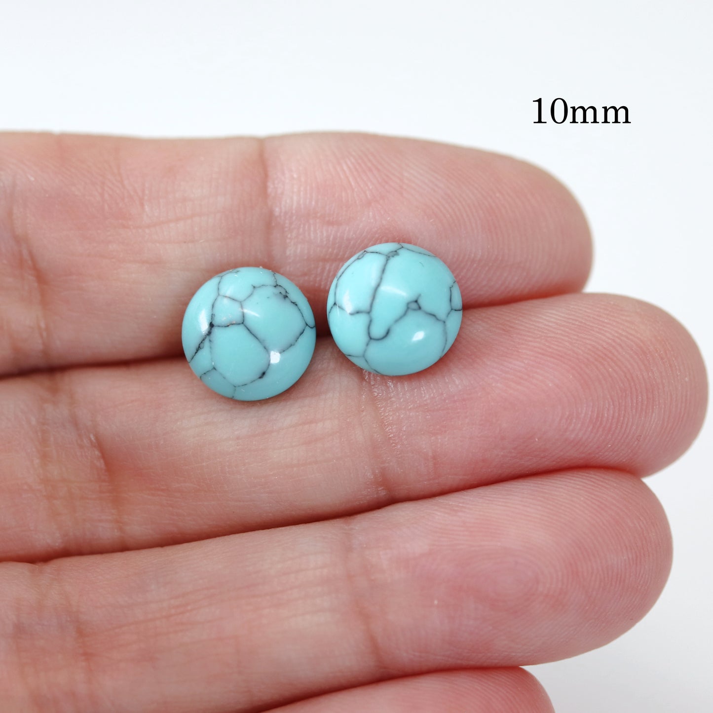 Boucles d'oreilles à tige en pierre turquoise synthétique, 8 mm, 10 mm