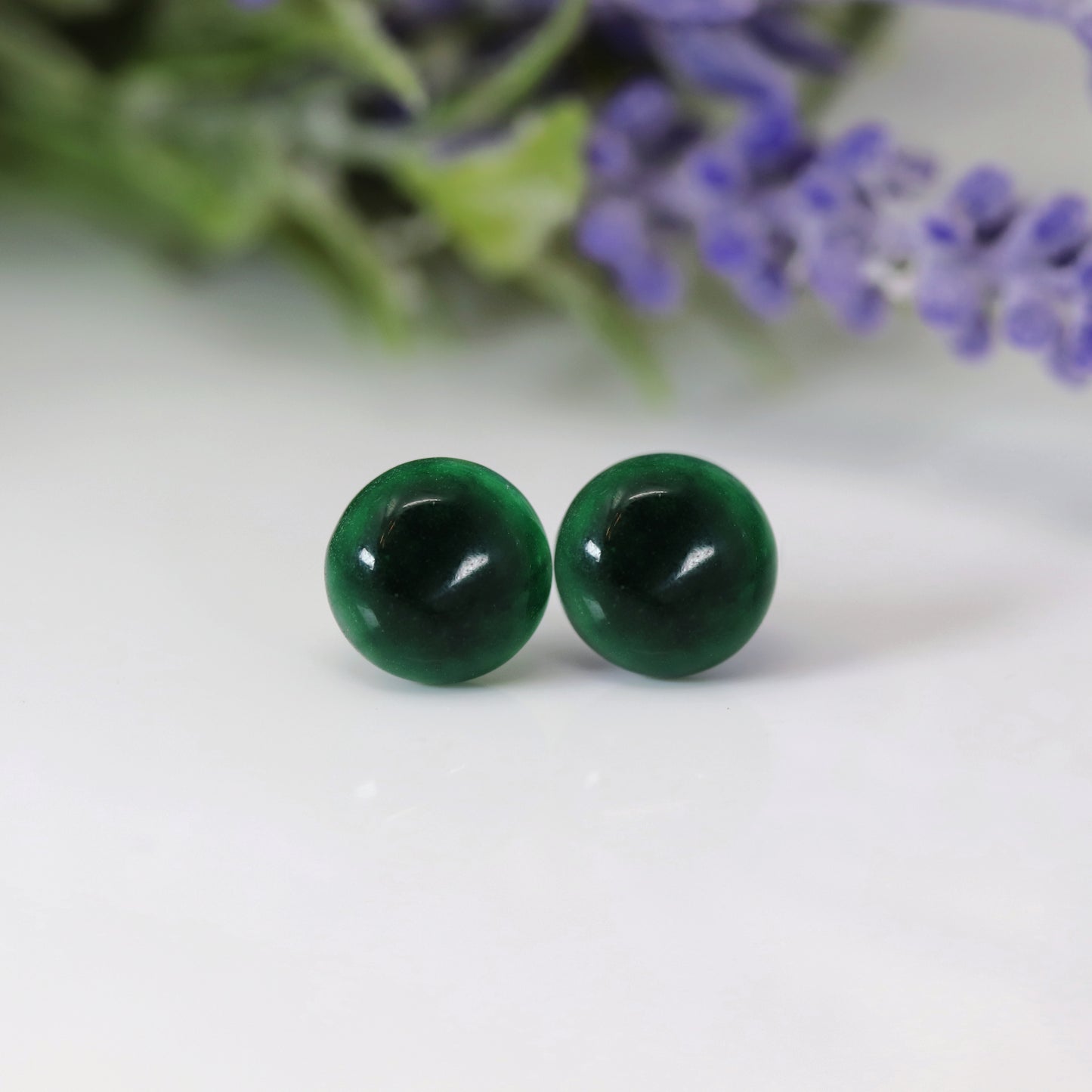 Boucles d'oreilles en pierre de jade synthétique, 8 mm, 10 mm