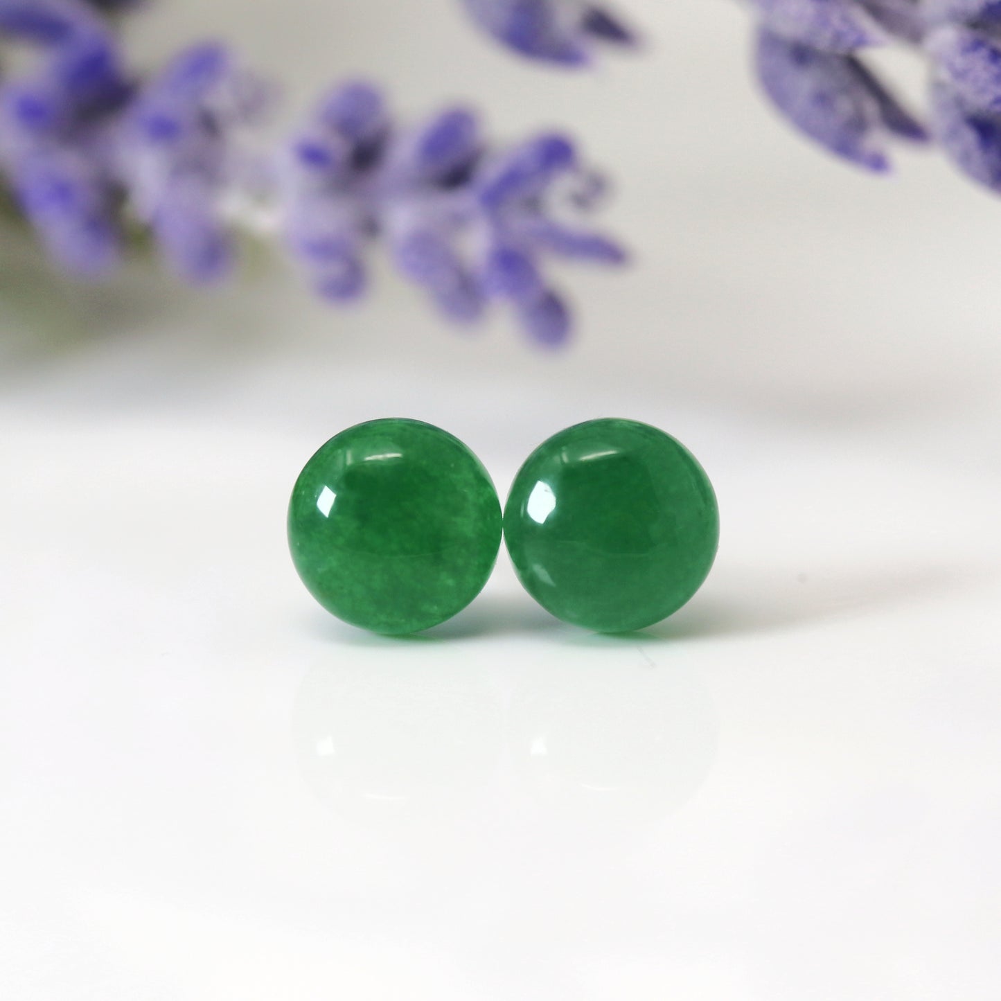 Boucles d'oreilles en pierre de jade synthétique, 8 mm, 10 mm
