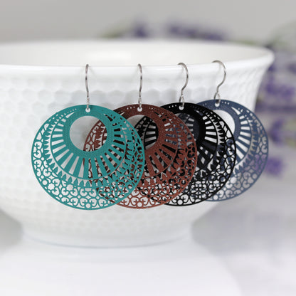 Four circle laser cut dangle earring colors