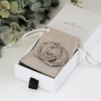 Boucles d'oreilles créoles à fermoir en titane pur, 40 mm
