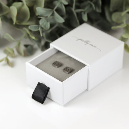 Titanium Square Spiral Stud Earrings