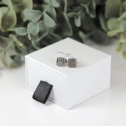 Titanium Square Spiral Stud Earrings
