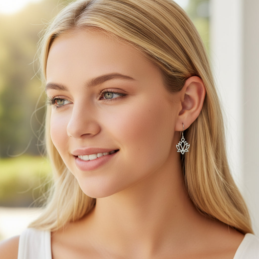 Lotus/Chakra Flower Dangle Earrings