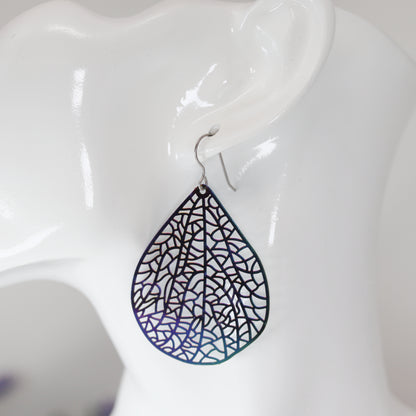 Rainbow Iridescent Metal Dangle Earrings