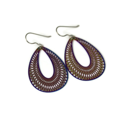 Rainbow Iridescent Metal Dangle Earrings