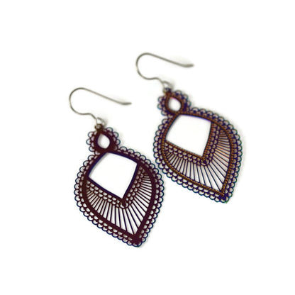 Rainbow Iridescent Metal Dangle Earrings