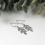Invisible Clip On or Titanium or Plastic Hook Dangle Earrings, Metal Dainty Leaf