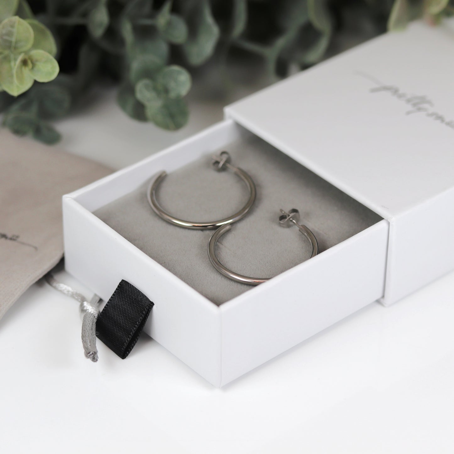 Boucles d'oreilles créoles en titane pur de 30 mm