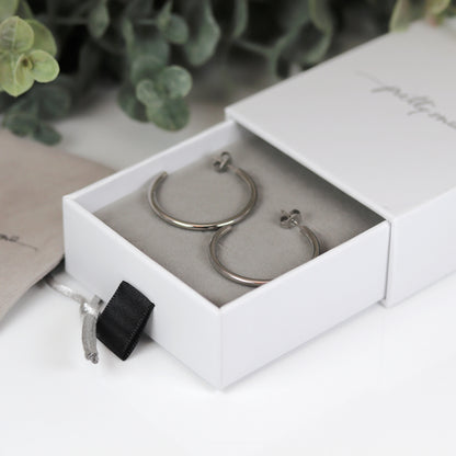 Boucles d'oreilles créoles en titane pur de 30 mm