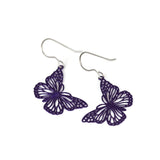 Invisible Clip On or Titanium or Plastic Hook Dangle Earrings, Butterfly