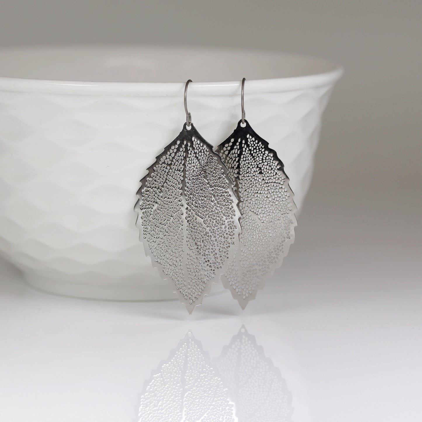 Leaf Dangle Earrings, 65mm - 2 Colors