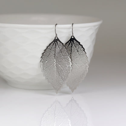Leaf Dangle Earrings, 65mm - 2 Colors