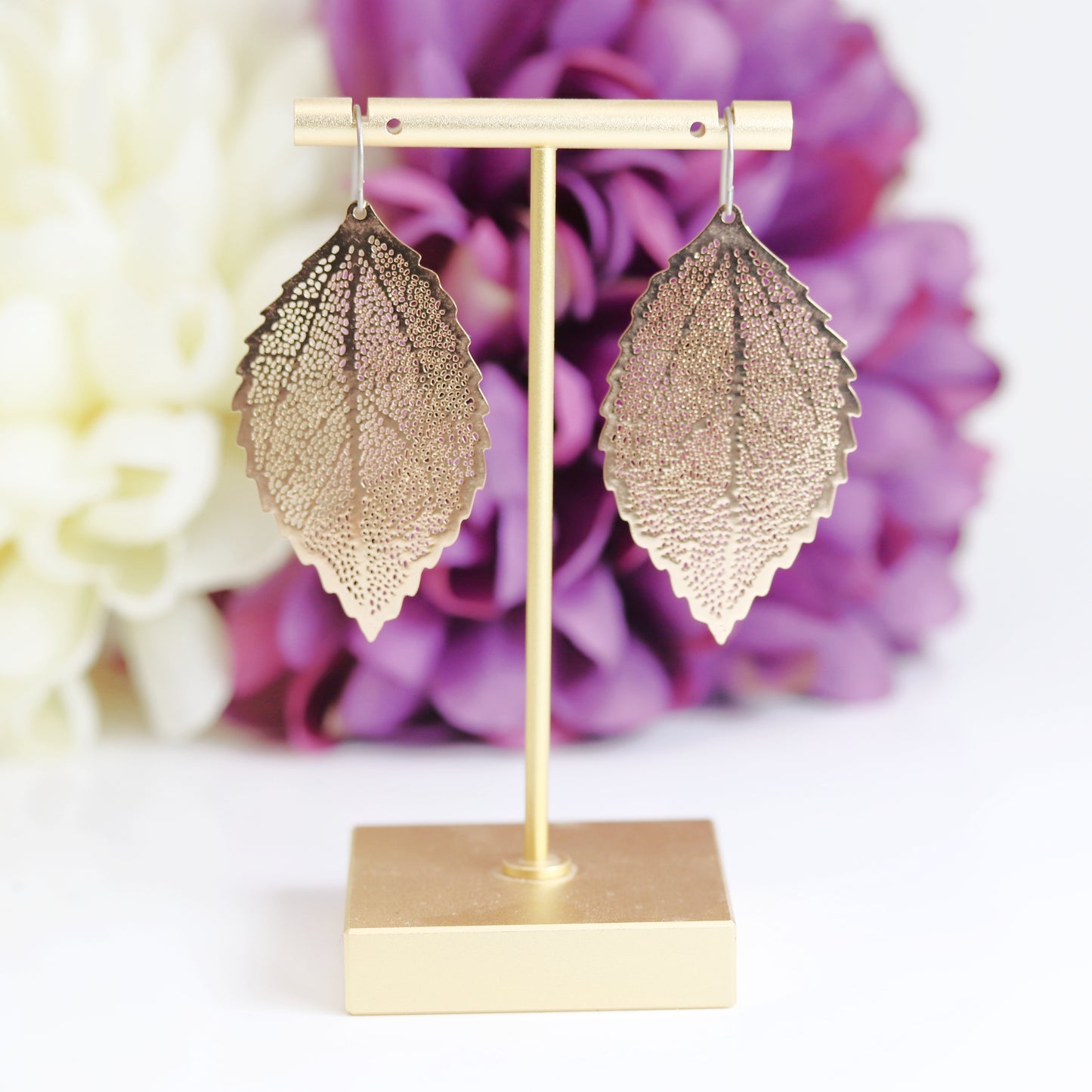 Leaf Dangle Earrings, 65mm - 2 Colors
