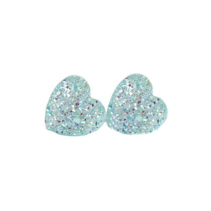 Dainty Faux Druzy Heart Stud Earrings