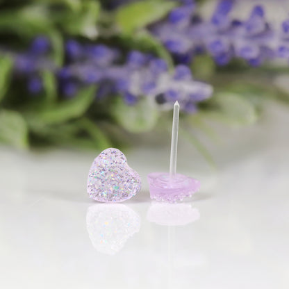 Dainty Faux Druzy Heart Stud Earrings
