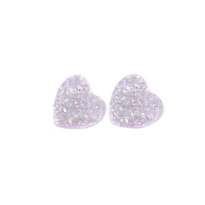 Dainty Faux Druzy Heart Stud Earrings