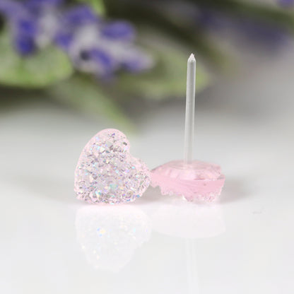 Dainty Faux Druzy Heart Stud Earrings