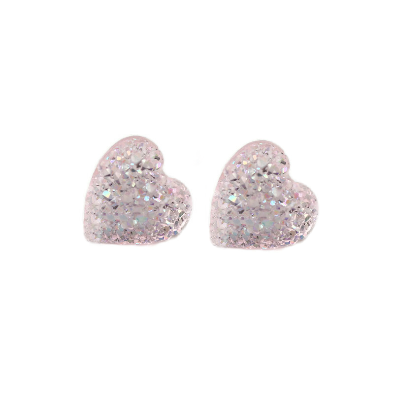 Dainty Faux Druzy Heart Stud Earrings