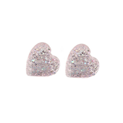 Dainty Faux Druzy Heart Stud Earrings
