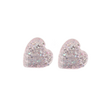 Plastic Posts or Invisible Clip On, Dainty Faux Druzy Heart Earrings, 8mm