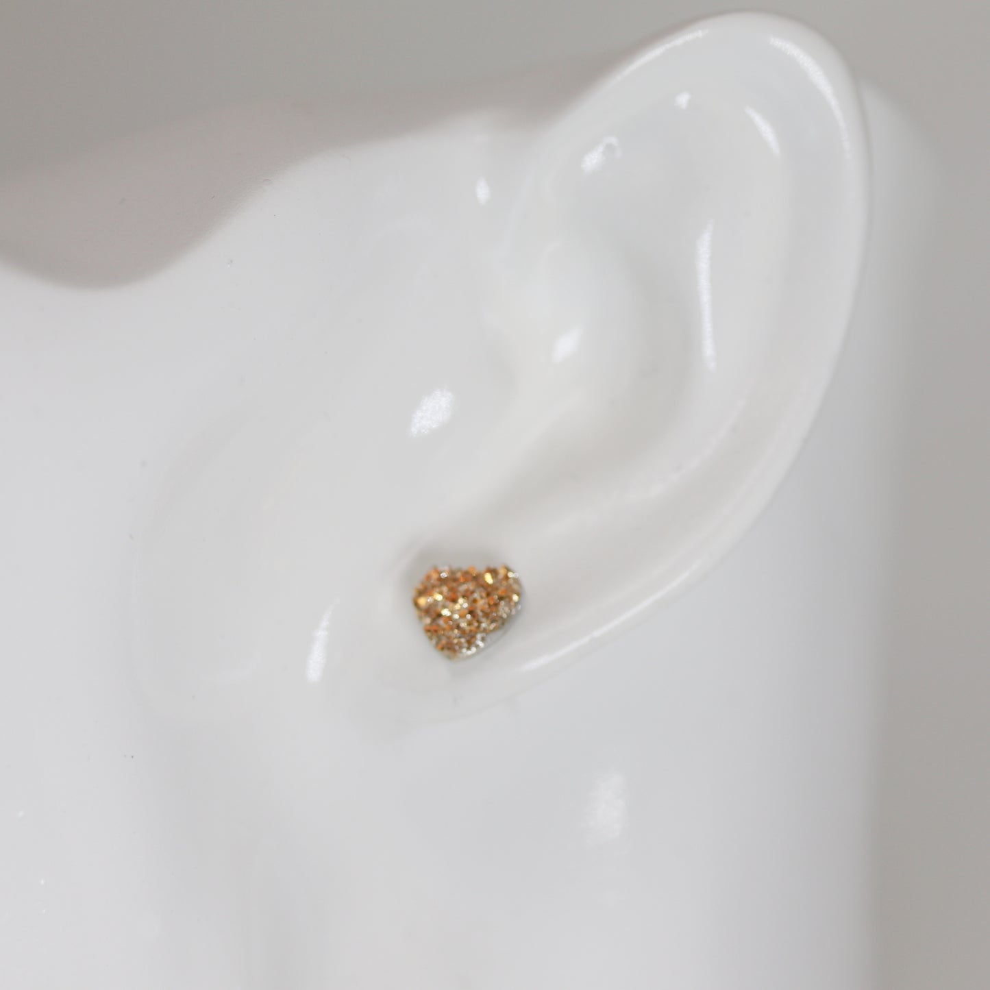 Dainty Faux Druzy Heart Stud Earrings
