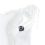 Plastic Post or Invisible Clip On Abalone Shell Earrings