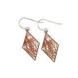 Dangle Earrings Stainless Steel Rhombus Invisible Clip On or Plastic Hook