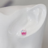 Plastic Post Earrings or Invisible Clip On Easter Bunny Ears Cupcake Studs, 10mm