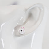 Plastic Post Earrings or Invisible Clip On Easter Bunny Studs, 12mm