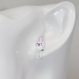 Plastic Post Earrings or Invisible Clip On Easter Bunny Studs, 12mm
