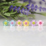 Plastic Post Earrings or Invisible Clip On Smiley Face Flower Studs, 10mm