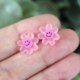 Smiley Face Flower Studs, 12mm