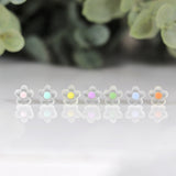 Plastic Post Earrings or Invisible Clip On Dainty Dot Flower Studs, 7mm