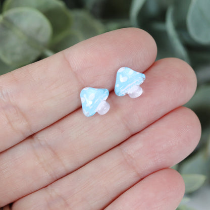 blue mushroom earrings